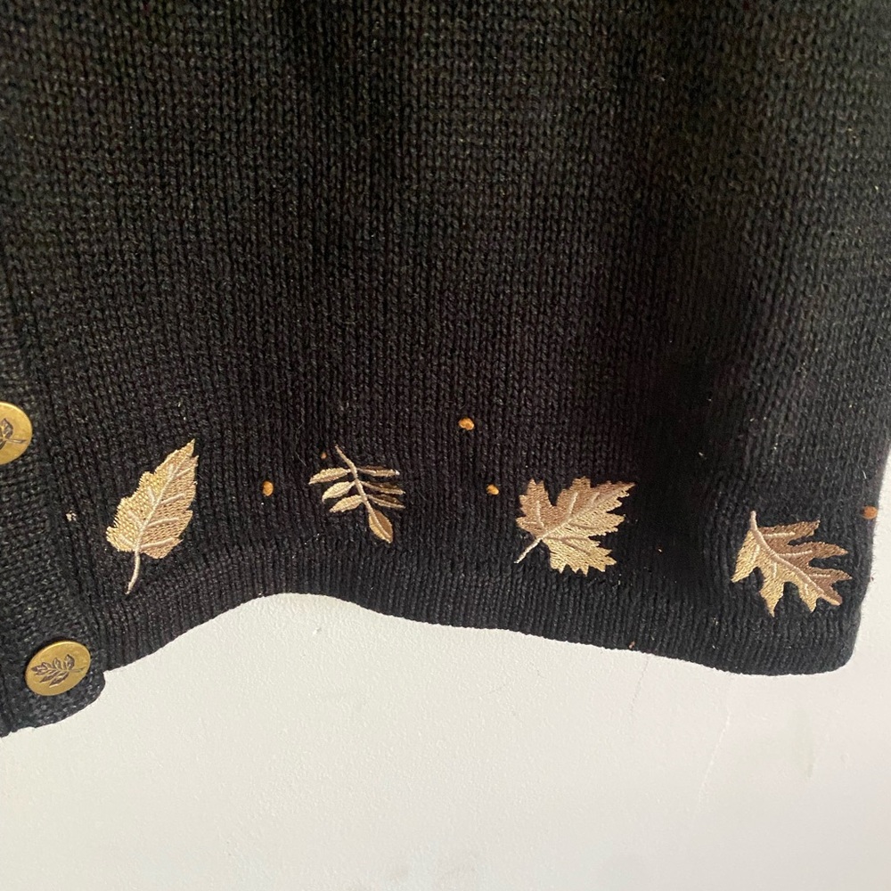 Christopher & Banks Vintage Y2K Hand Embroidered Fall Leaf Sweater Vest - Picture 3 of 8